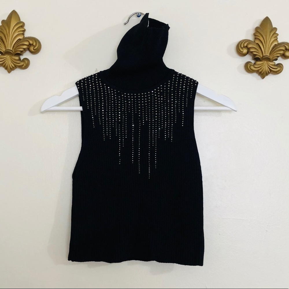 Turtleneck Sleeveless Crop Tank Top